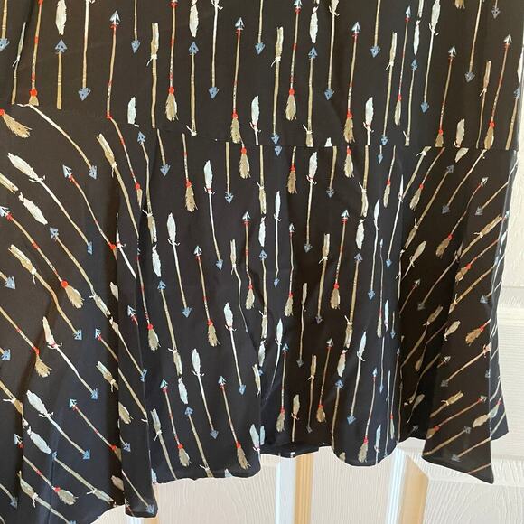 JOIE 100% Silk Arianna Sleeveless/Tank Shift Dress Arrow Print Multi Black Med - Picture 9 of 12
